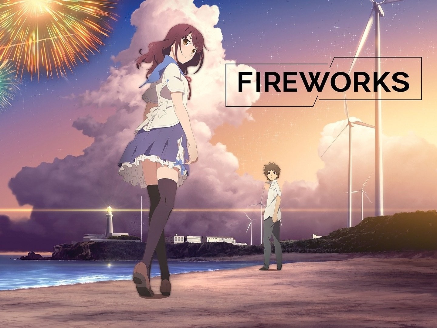 Schoolgirl wathing the fireworks wallpaper - Anime wallpapers - #31473